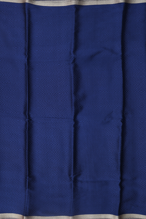 Mysore Silk Saree In Oxford Blue With Diamond Design