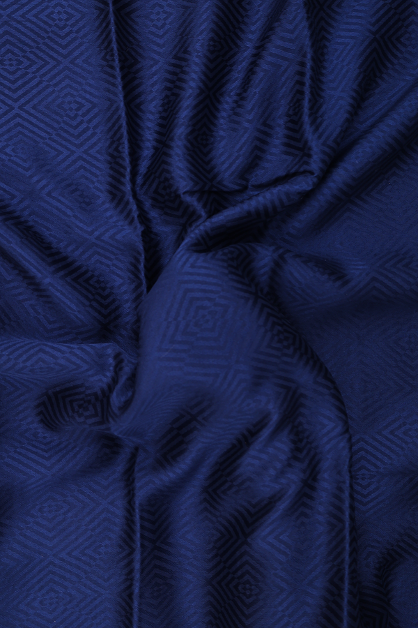 Mysore Silk Saree In Oxford Blue With Diamond Design