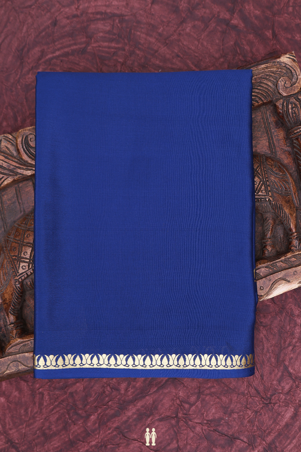 Mysore Silk Saree In Oxford Blue With Zari Border