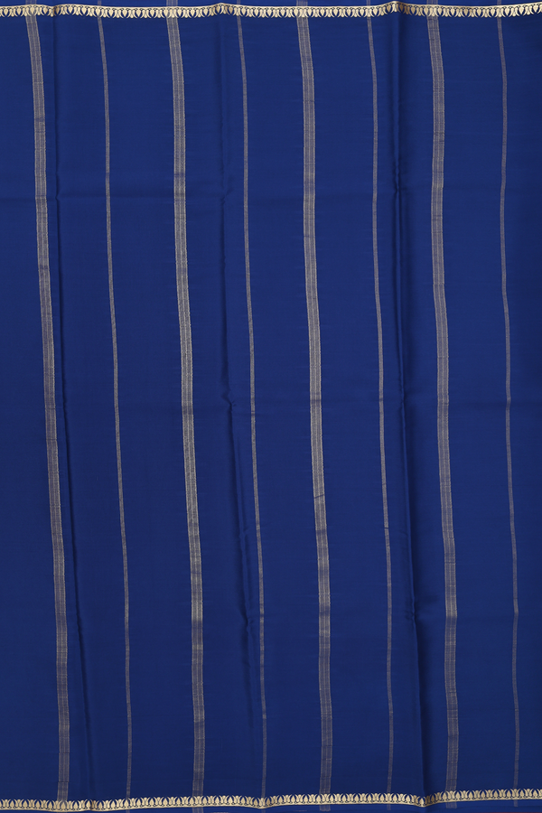 Mysore Silk Saree In Oxford Blue With Zari Border