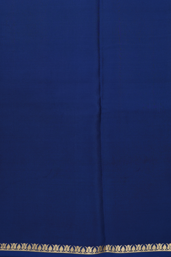 Mysore Silk Saree In Oxford Blue With Zari Border