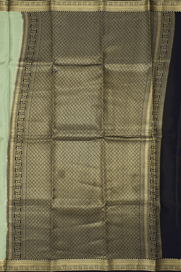 Mysore Silk Saree In Pale Green With Contrast Border