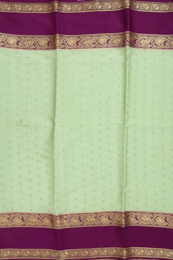 Mysore Silk Saree In Pale Green With Thilagam Buttis
