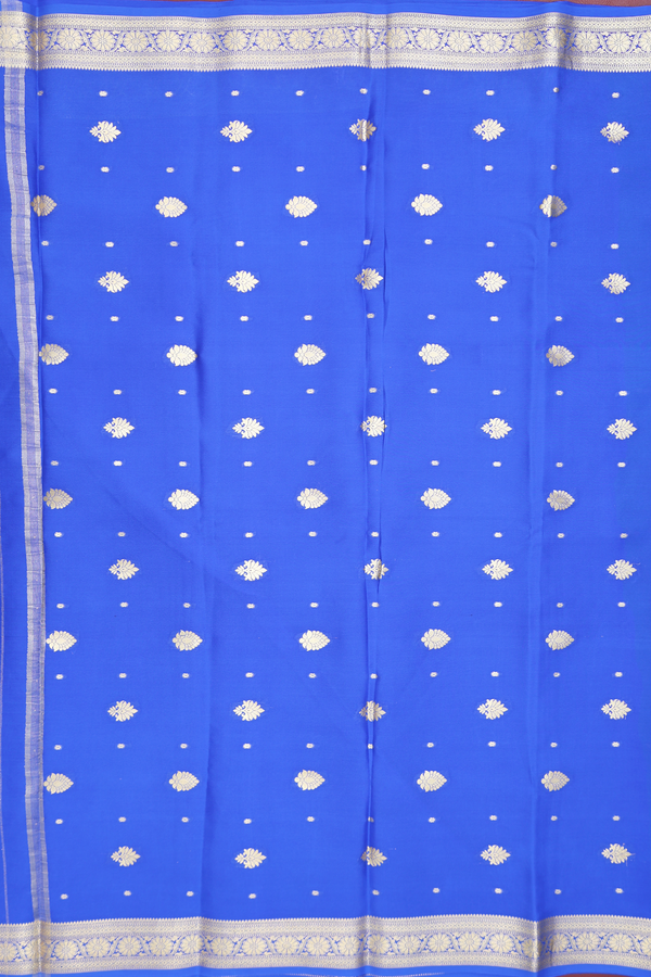 Mysore Silk Saree In Parrot Green With Zari Buttis