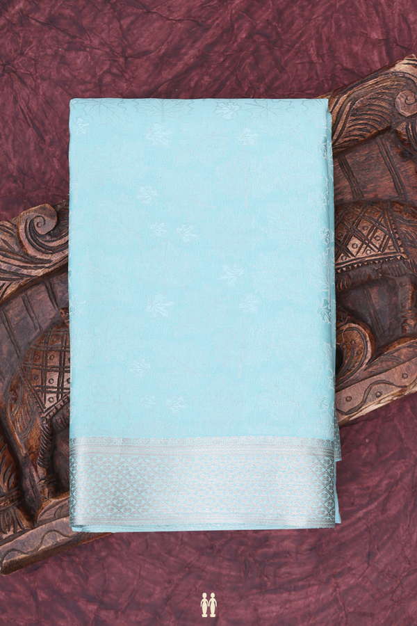 Mysore Silk Saree In Pastel Blue With Brocade Design