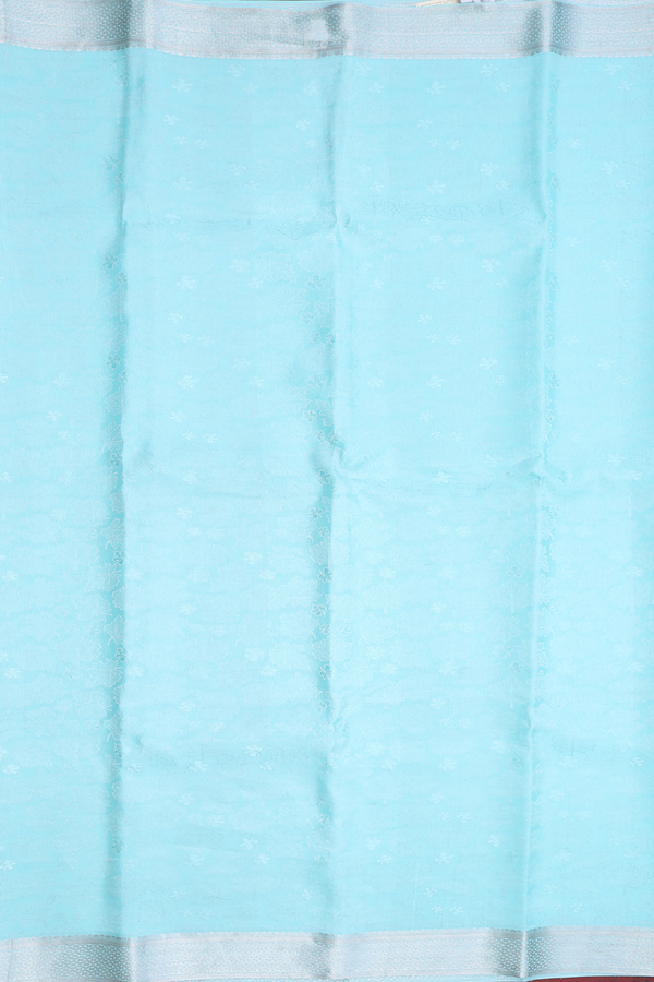 Mysore Silk Saree In Pastel Blue With Brocade Design