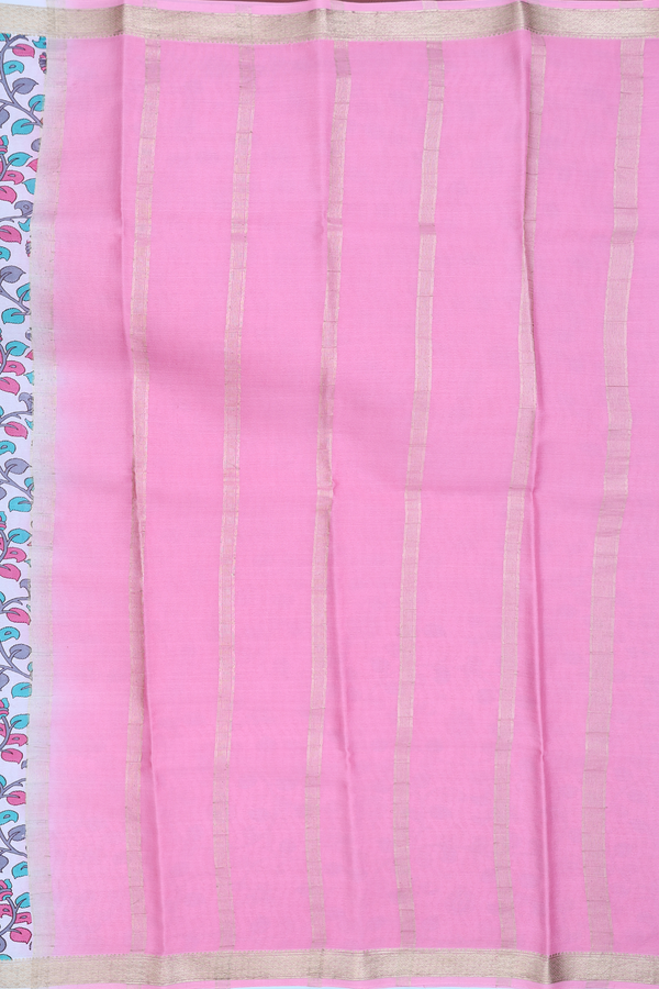 Mysore Silk Saree In Pastel Blue With Leaf Design