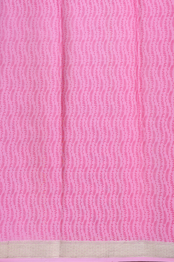 Mysore Silk Saree In Pastel Blue With Leaf Design