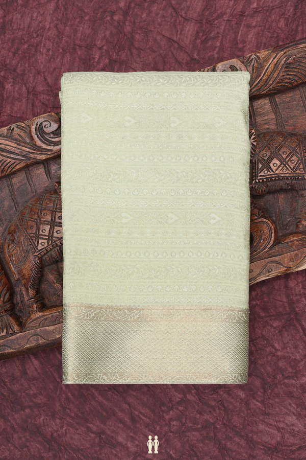 Mysore Silk Saree In Pastel Green With Brocade Design