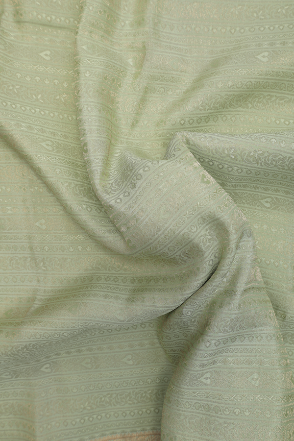 Mysore Silk Saree In Pastel Green With Brocade Design