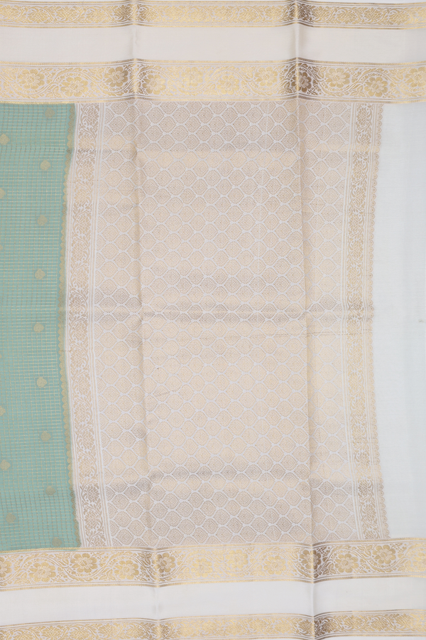 Mysore Silk Saree In Sage Green With Checks Design