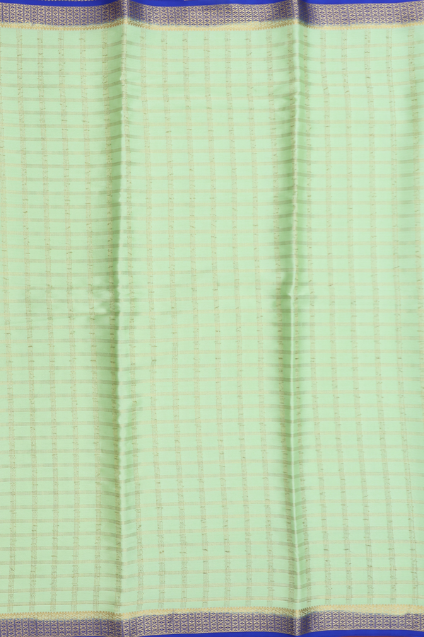 Mysore Silk Saree In Pastel Green With Checks Design