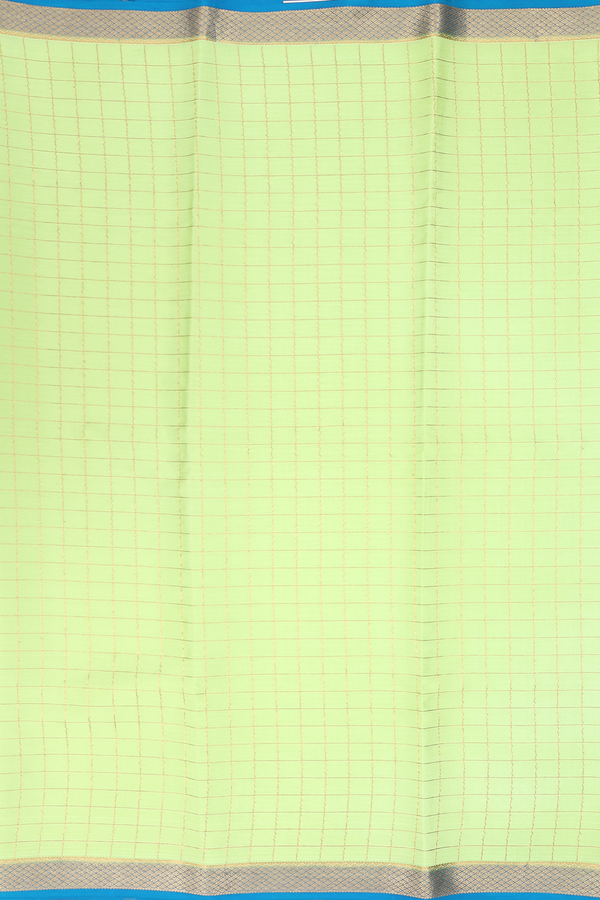 Mysore Silk Saree In Pastel Green With Checks Design