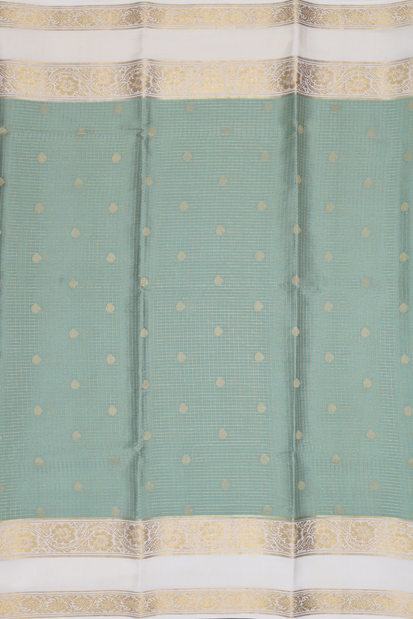 Mysore Silk Saree In Sage Green With Checks Design