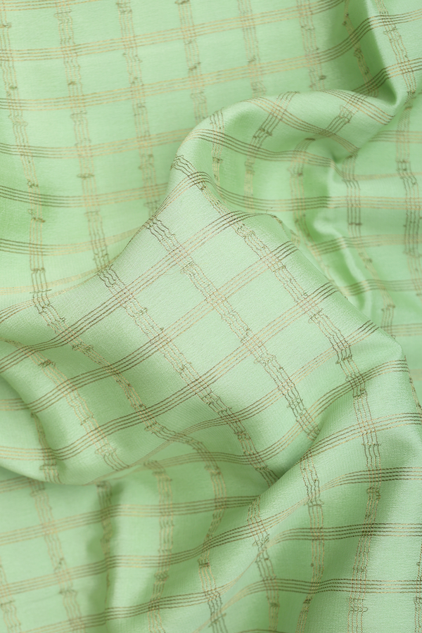 Mysore Silk Saree In Pastel Green With Checks Design