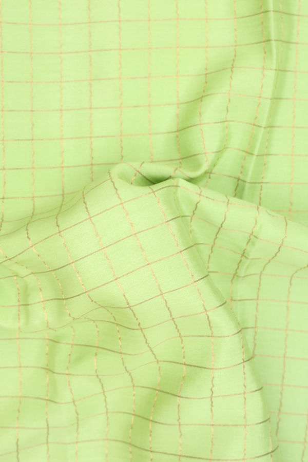 Mysore Silk Saree In Pastel Green With Checks Design