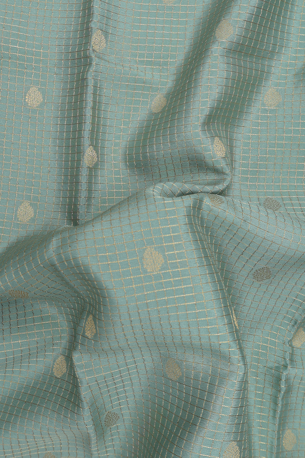 Mysore Silk Saree In Sage Green With Checks Design
