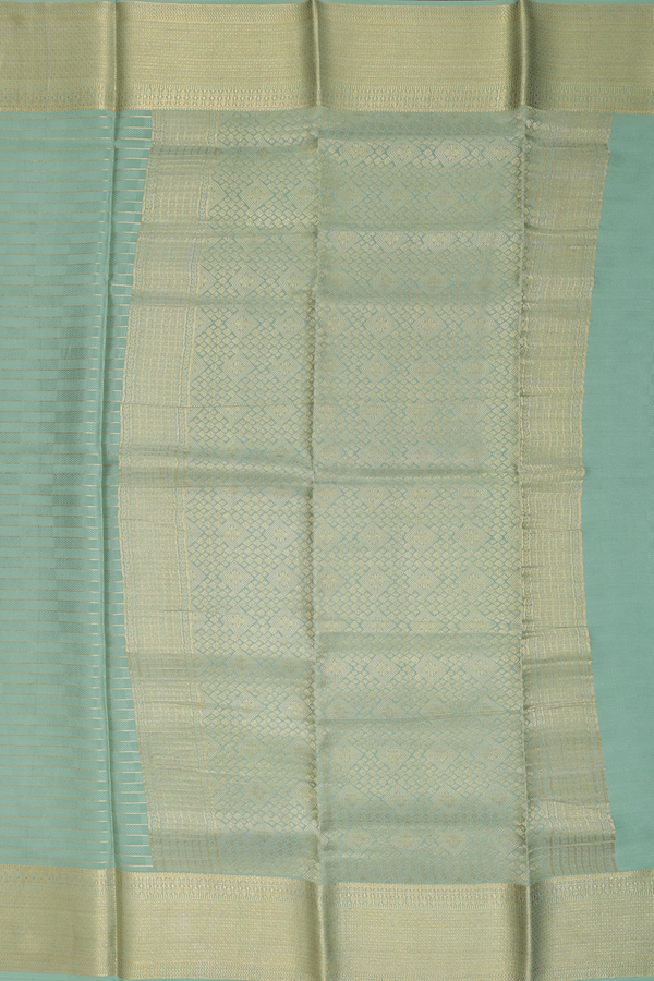 Mysore Silk Saree In Pastel Green With Stripes Design