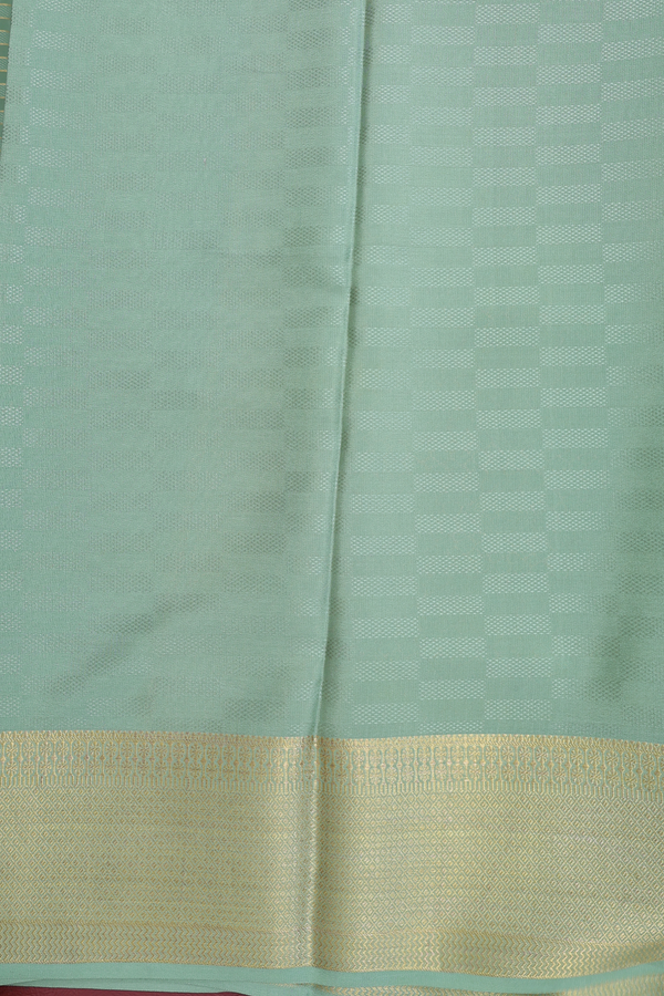 Mysore Silk Saree In Pastel Green With Stripes Design
