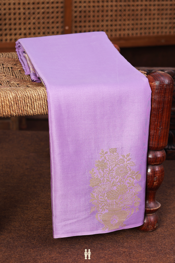 Mysore Silk Saree In Pastel Lavender With Floral Border