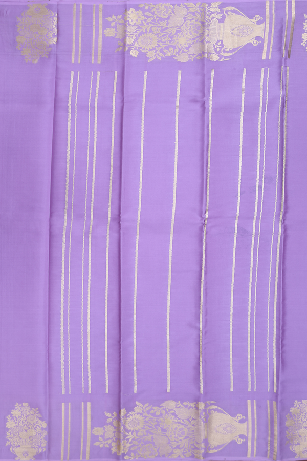 Mysore Silk Saree In Pastel Lavender With Floral Border