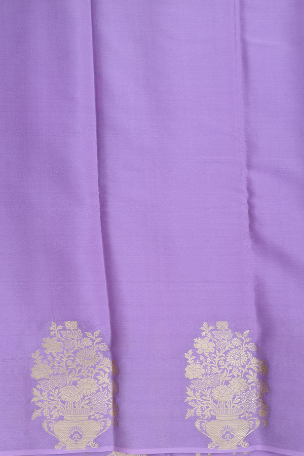 Mysore Silk Saree In Pastel Lavender With Floral Border
