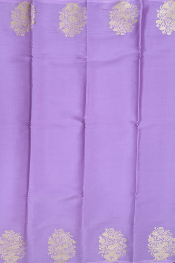 Mysore Silk Saree In Pastel Lavender With Floral Border