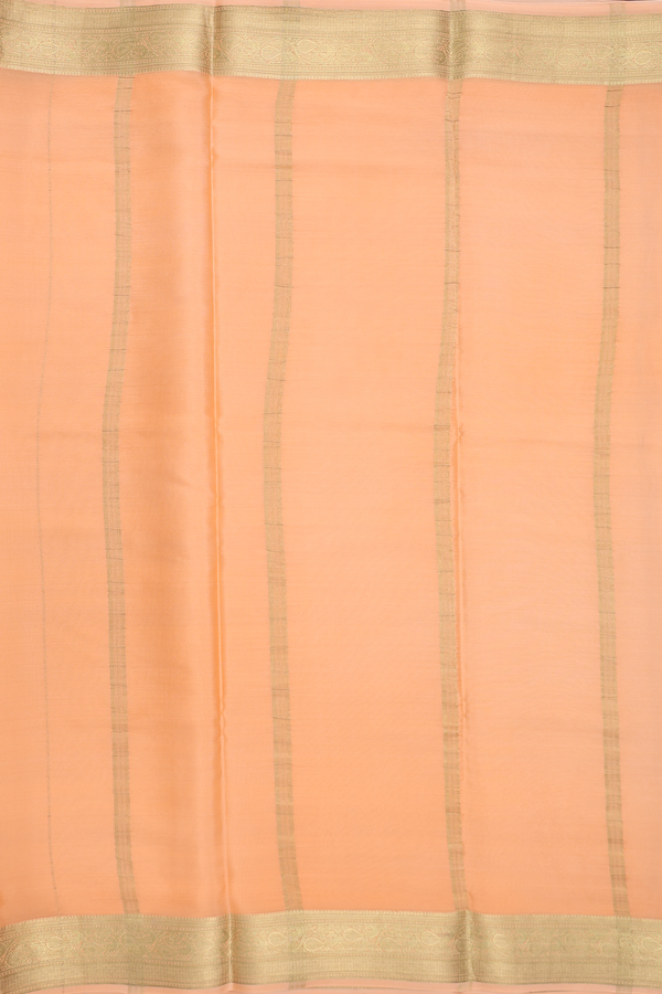 Mysore Silk Saree In Pastel Orange With Zari Border