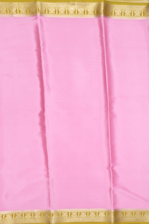 Mysore Silk Saree In Pastel Pink With Contrast Border