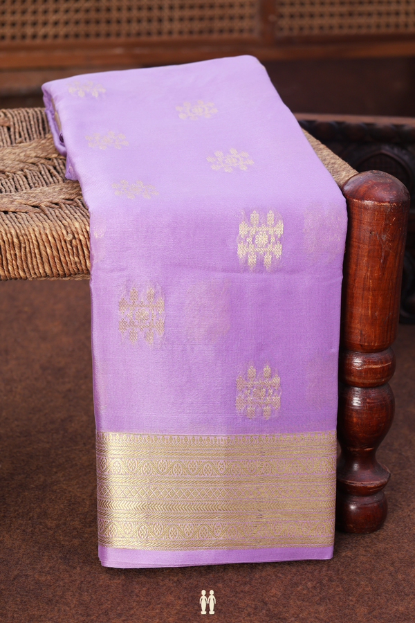 Mysore Silk Saree In Pastel Purple With Zari Buttas