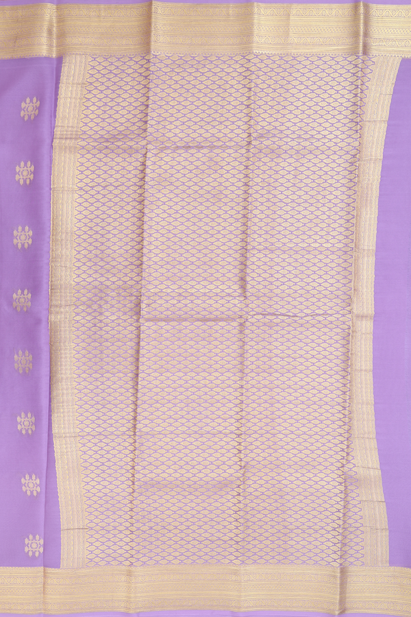 Mysore Silk Saree In Pastel Purple With Zari Buttas
