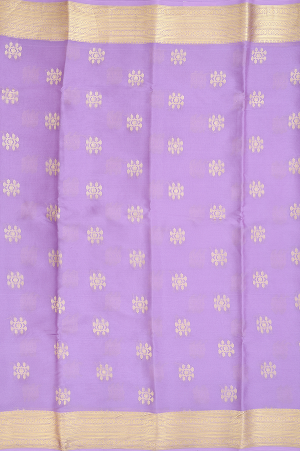 Mysore Silk Saree In Pastel Purple With Zari Buttas