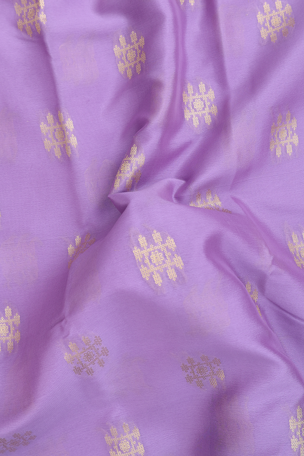 Mysore Silk Saree In Pastel Purple With Zari Buttas