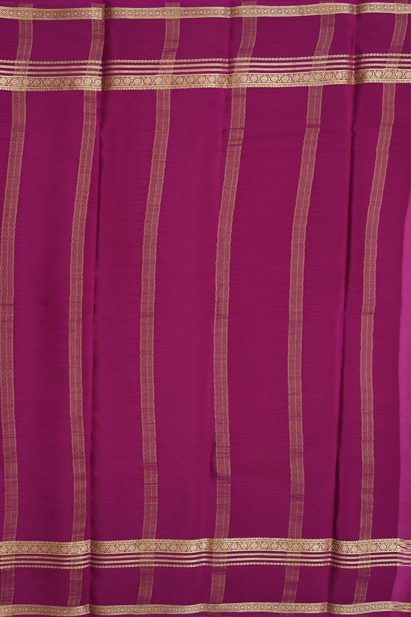 Mysore Silk Saree In Peach Pink With Contrast Border
