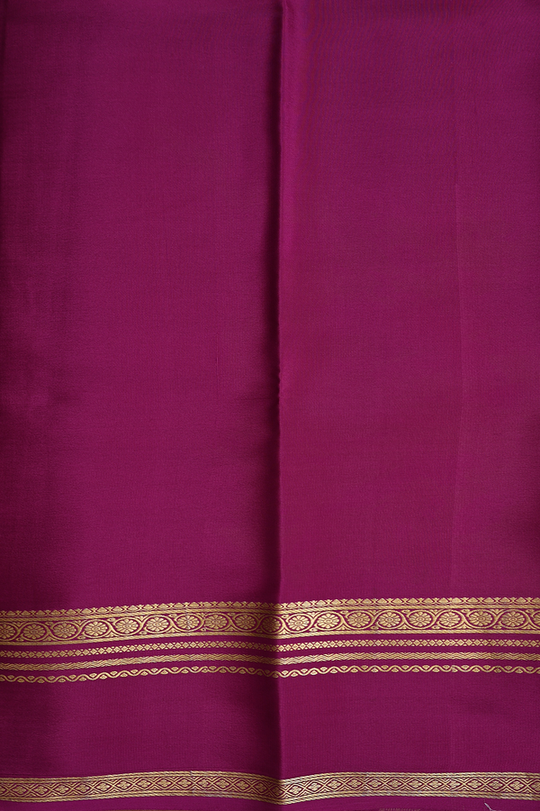 Mysore Silk Saree In Peach Pink With Contrast Border