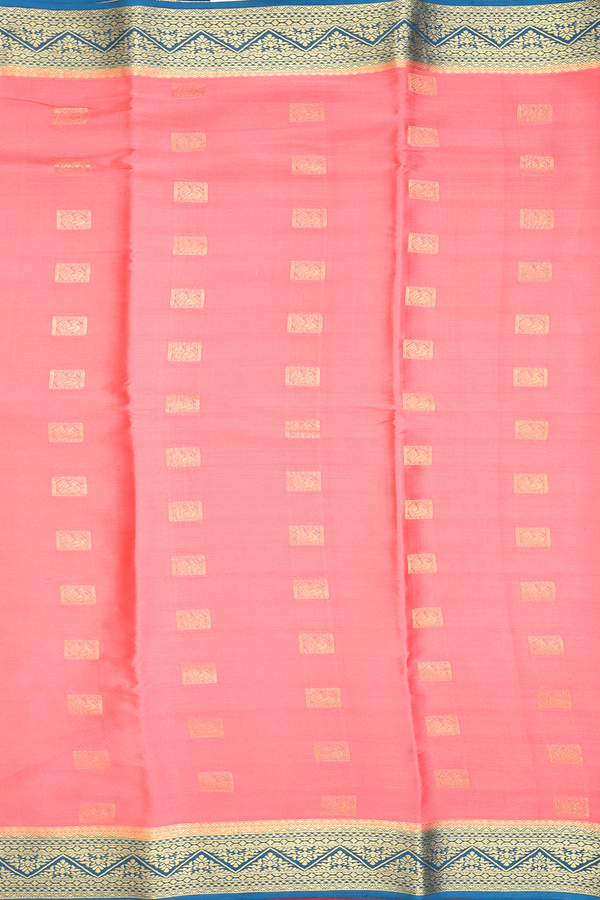 Mysore Silk Saree In Peach Pink With Zari Buttas