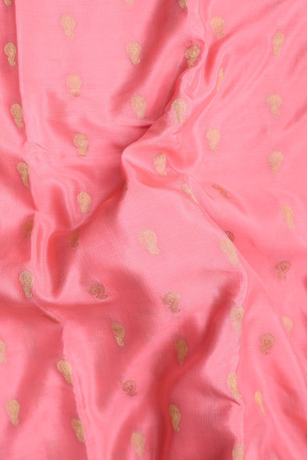 Mysore Silk Saree In Peach Pink With Zari Buttas