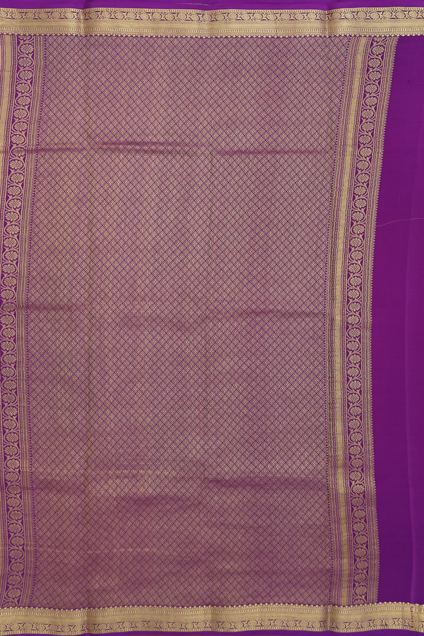 Mysore Silk Saree In Peach With Contrast Border