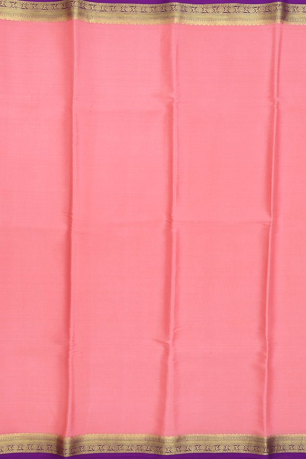 Mysore Silk Saree In Peach With Contrast Border
