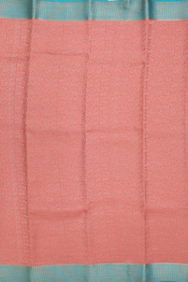 Mysore Silk Saree In Peach With Floral Design