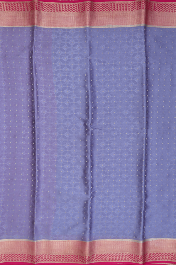 Mysore Silk Saree In Pigeon Blue With Floral Design