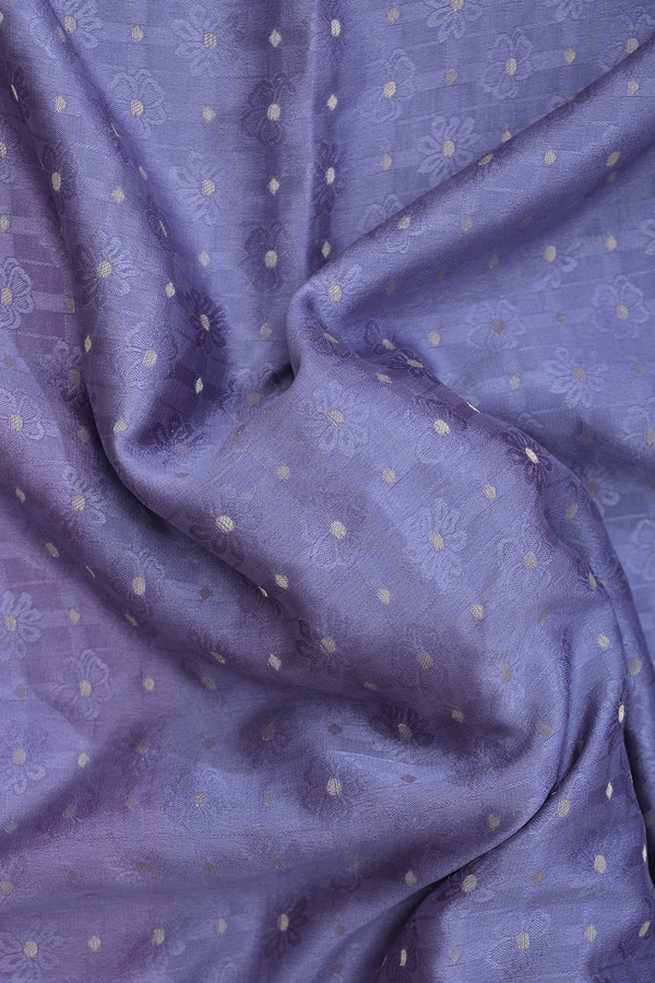 Mysore Silk Saree In Pigeon Blue With Floral Design