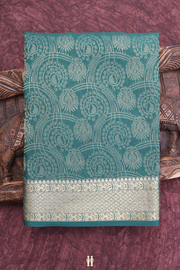 Mysore Silk Saree In Pine Green With Brocade Design