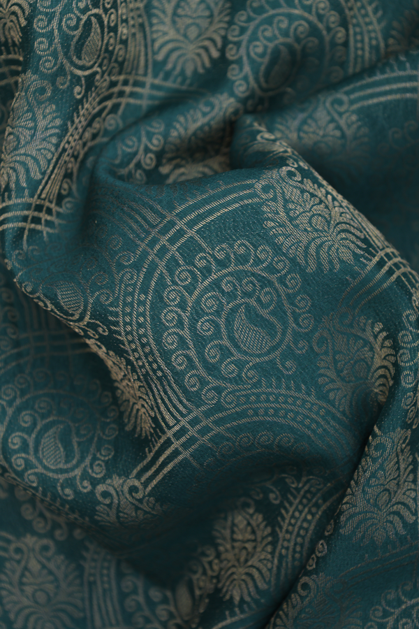 Mysore Silk Saree In Pine Green With Brocade Design