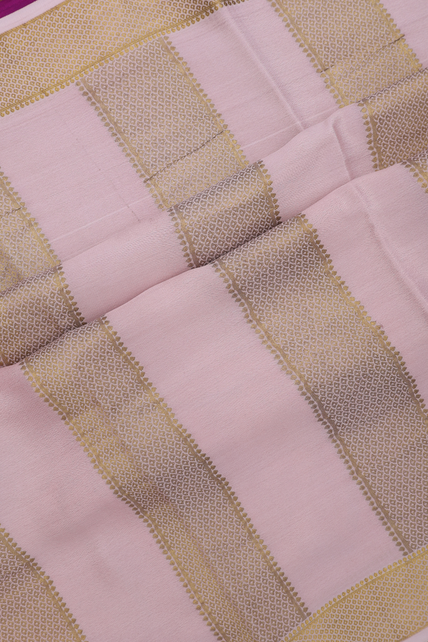 Mysore Silk Saree In Pink And Purple With Half And Half Design