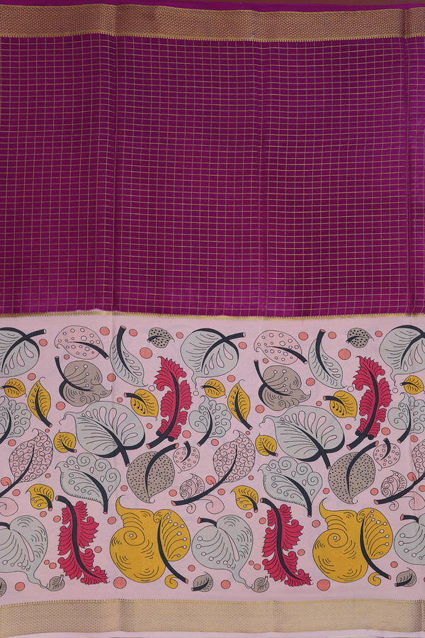 Mysore Silk Saree In Pink And Purple With Half And Half Design