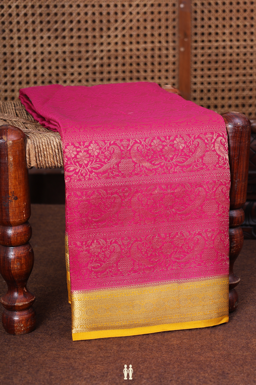 Mysore Silk Saree In Pink With Brocade Design