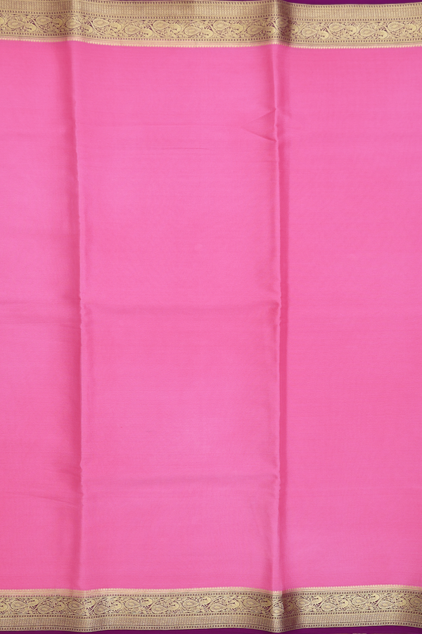 Mysore Silk Saree In Pink With Contrast Border