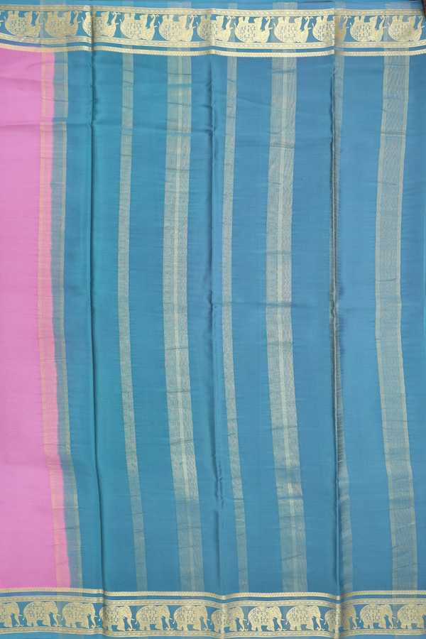 Mysore Silk Saree In Pink With Contrast Border