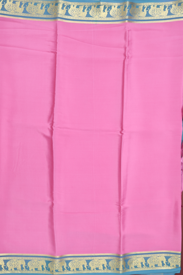 Mysore Silk Saree In Pink With Contrast Border